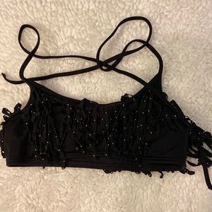 Pink, women’s size small black bikini top. NWOT.